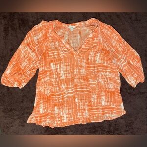 Croft & Barrow Orange Tie-Dye Blouse